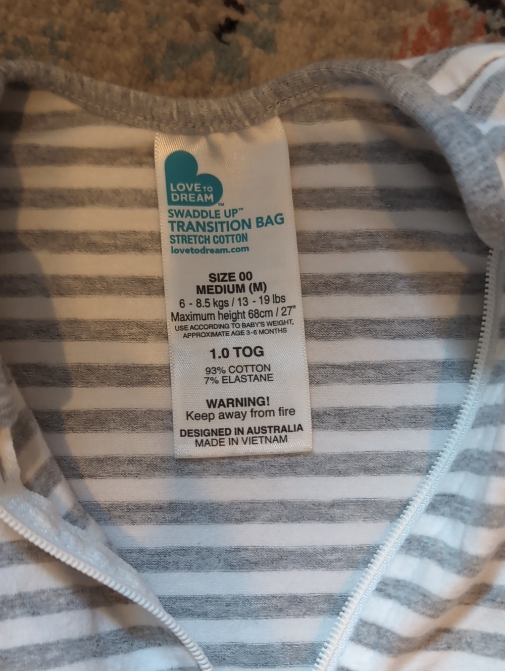 Love to dream Gray & White Striped Sleep Sack - Picture 2 of 2